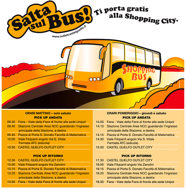 Castel Guelfo Outlet - Orari bus navetta gratuito