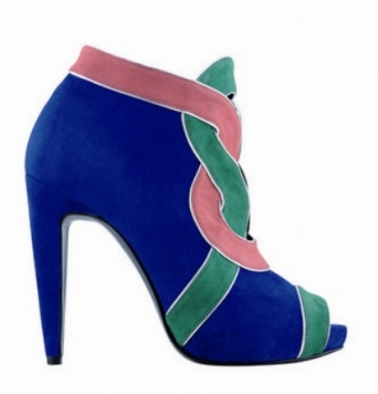 Pierre Hardy: lo Stivaletto peep-toe in suede tricolor, Collezione Autunno/Inverno 2011/2012