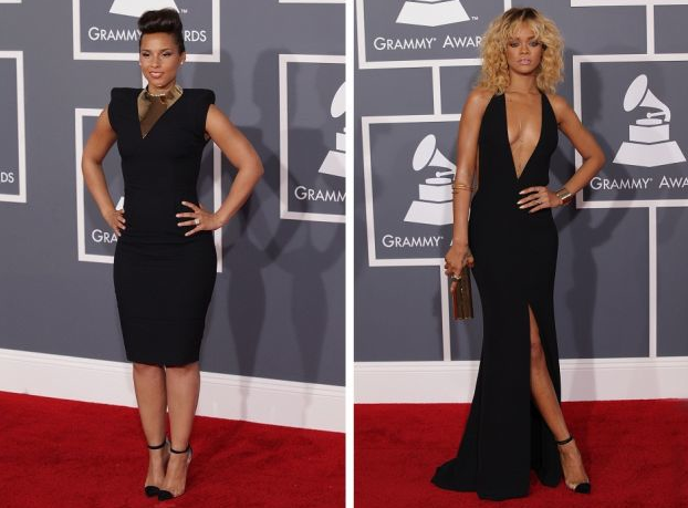 Grammy Awards 2012: Alicia Keys e Rihanna indossano le stesse scarpe di Christian Louboutin, il modello "Bis Un Bout". Grammy Awards 2012: Alicia Keys e Rihanna indossano le stesse scarpe di Christian Louboutin, il modello "Bis Un Bout".