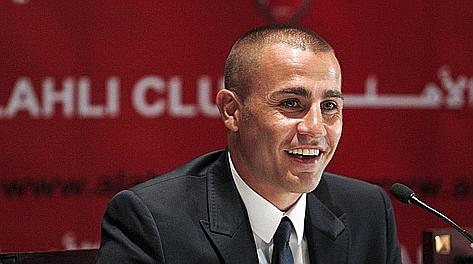 Former FIFA World Player of the Year Fabio Cannavaro of Italy speaks during a news conference in Dubai,
