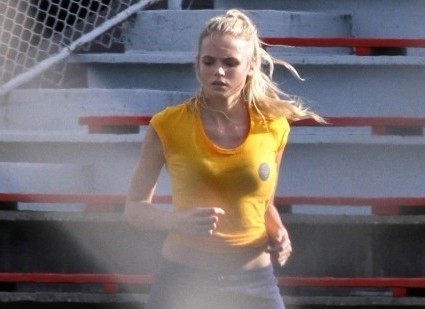 Gabriella Wilde sul set di Carrie