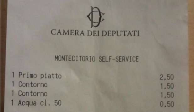 M5S, deputato fotografa lo scontrino della mensa di Montecitorio