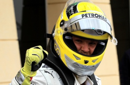 Nico Rosberg(D), Mercedes GP. Parc ferme. Pole position. Bahrain International Circuit.