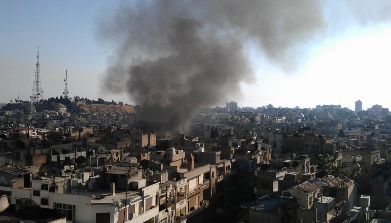 Bombardamento terroristico su Aleppo, Siria Bombardamento terroristico su Aleppo, Siria
