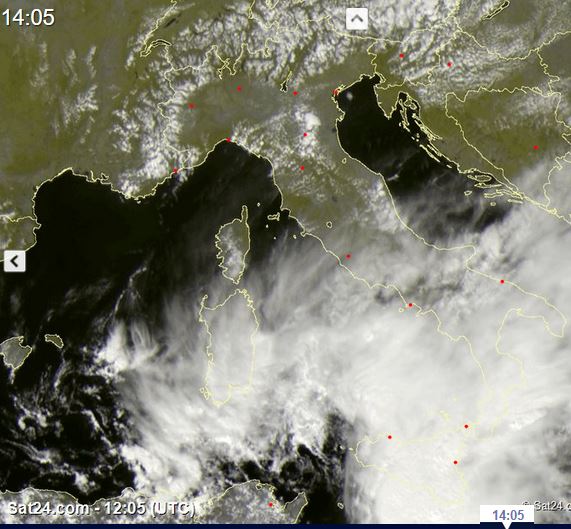 temporali in arrivo da sud