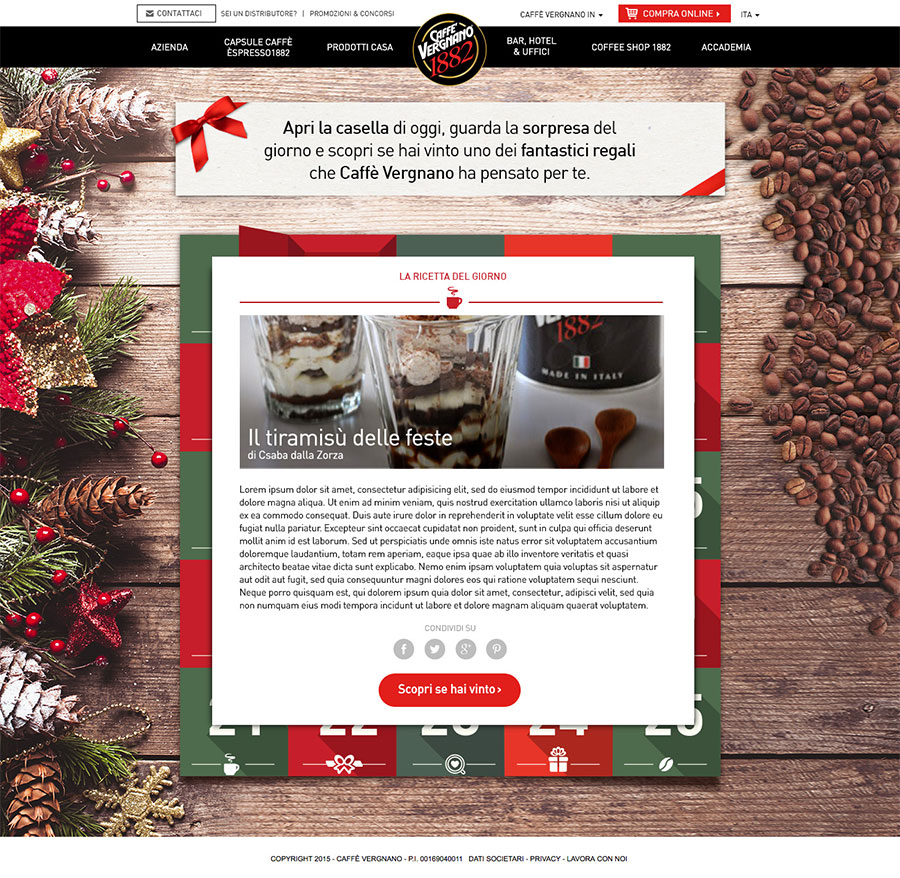 Natale 2015: calendario dell'avvento con Caffè Vergnano Natale 2015: calendario dell'avvento con Caffè Vergnano