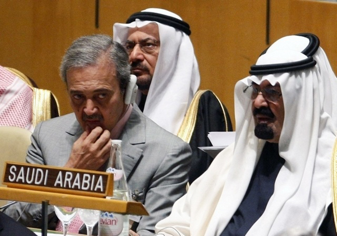 Saudi Arabia's King Abdullah and Foreign Minister Al Faisal attend the UN interfaith dialogue at UN headquarters in New York