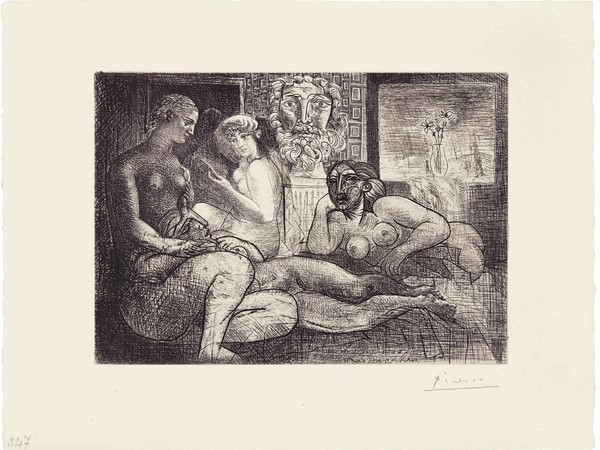 42511-Pablo_Picasso_Femmes_entre_elles_avec_voyeur_sculpte_1934_acquaforte_cm34x44_5