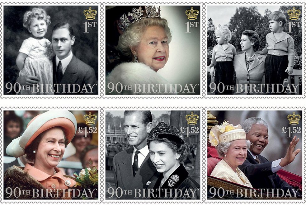 I nuovi francobolli inglesi per il compleanno della regina