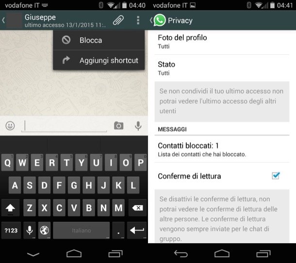 Come bloccare un contatto con whatsapp