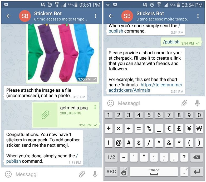 Come creare stickers con Telegram