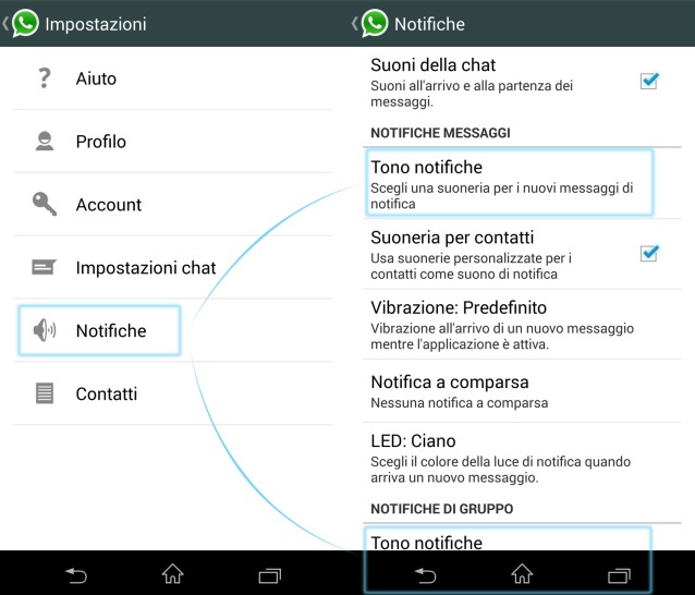 Come impostare notifica personalizzata su Whatsapp
