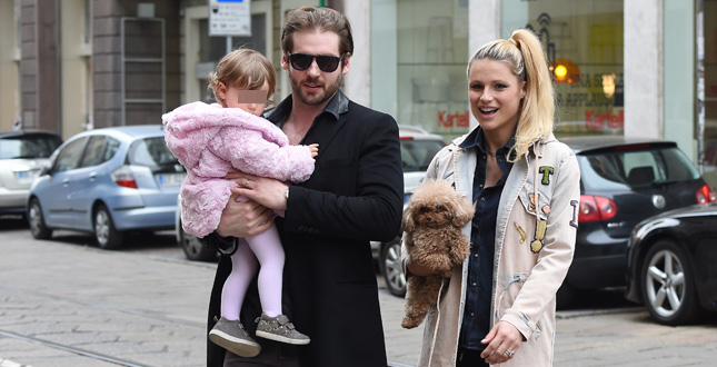 Michelle Hunziker and Tomaso Trussardi spotted in Milan with daughter Sole