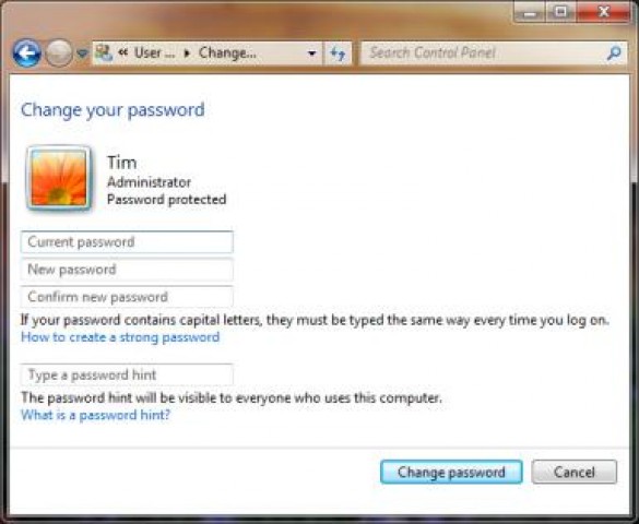 Come cambiare la password su Windows 7