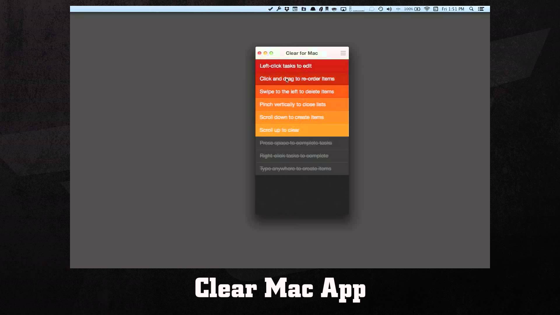 Caratteristiche app Clear
