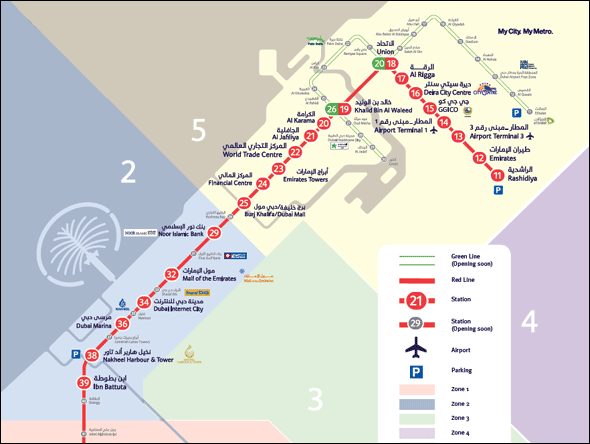 La mappa della metropolitana a Dubai