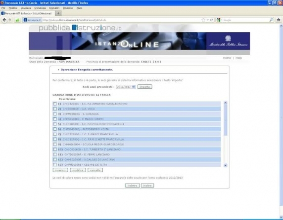 Come correggere modello B su istanze on line