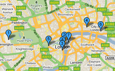 Mappa dei monumenti di Londra