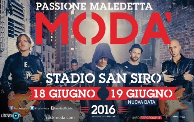 Data e prezzi biglietti concerto Modà San Siro Milano 2016