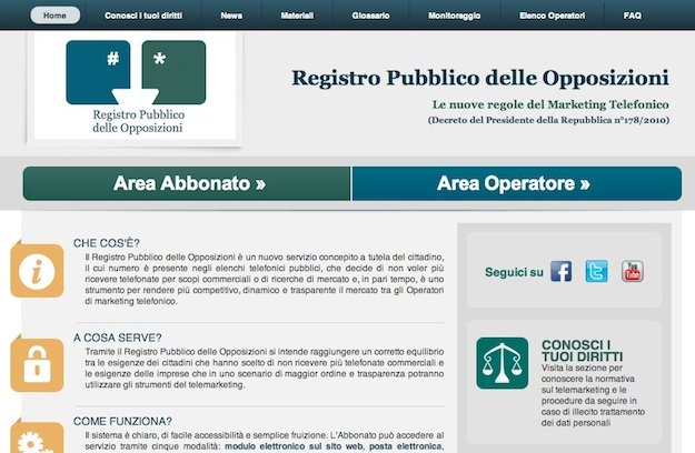 Come funziona il Registro Pubblico delle Opposizioni