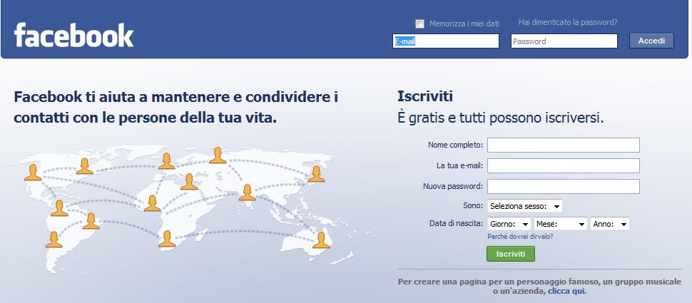 Come iscriversi sul social network Facebook