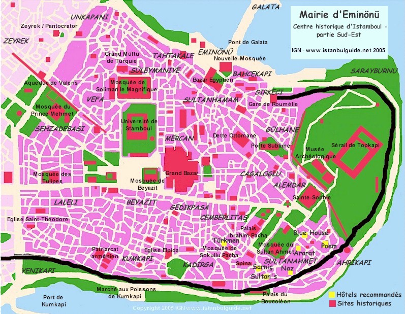Mappa dei monumenti di Istanbul