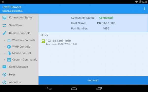 Caratteristiche app android Swift Remote