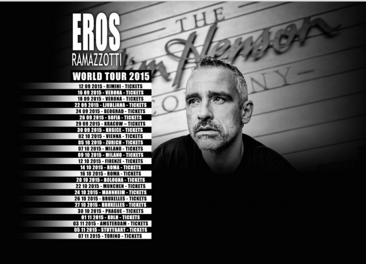 Prezzo biglietto concerto Eros World Tour settembre 2015