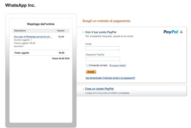 Come rinnovare WhatsApp PayPal