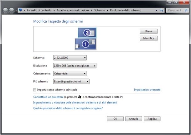 Come cambiare risoluzione schermo