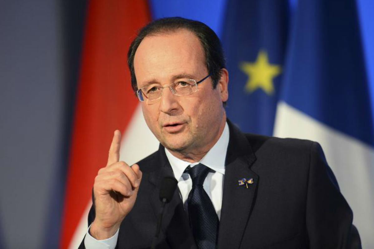 Il Primo Ministro francese Francois Hollande durante una conferenza Il Primo Ministro francese Francois Hollande durante una conferenza