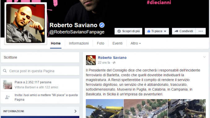 Cordoglio di Roberto Saviano Cordoglio di Roberto Saviano