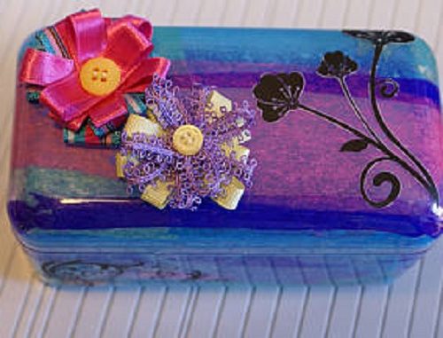 scatola con decupage decoupage su plastica