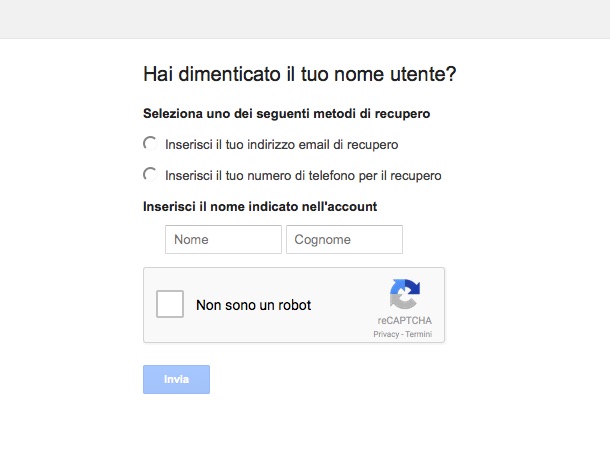 Come recuperare nome utente account Google Come recuperare nome utente account Google