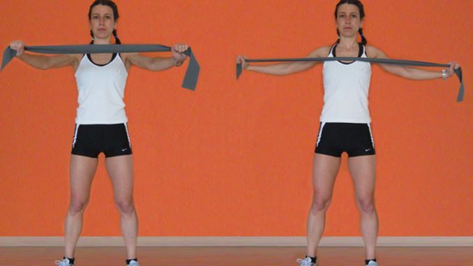 Ginnastica per le spalle con gli elastici Ginnastica per le spalle con gli elastici