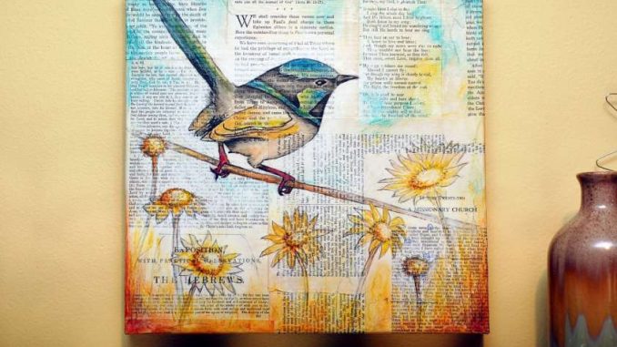 uccellino-su-tela-con-il-decoupage