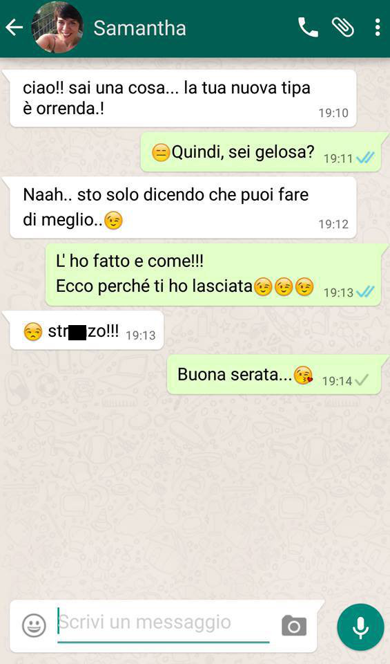 Critica l'ex: la risposta che riceve è davvero pesante ex