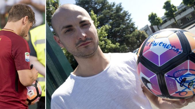 Thomas Lintozzi:il tifoso giallorosso che ha raccolto il pallone di Totti pallone