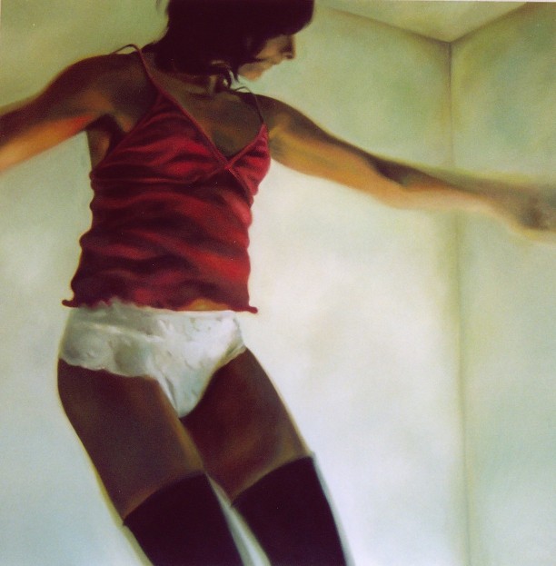 Il salto I, olio su tavola, 106x106, 2006