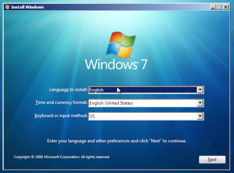 windows 7 installation