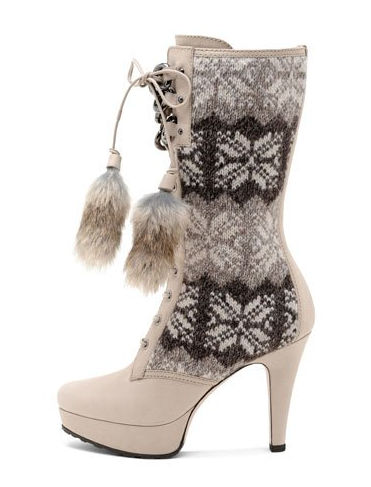 Stivale con tacco e lana tricot con motivo norvegese di Sebastian, Collezione Autunno/Inverno 2011/2012
