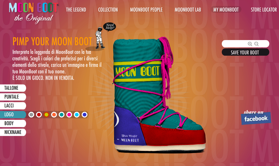 My Moon Boot: il gioco per creare i propri Moon Boot sul sito www.moonboot.it