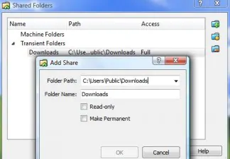 create new shared folders virtualbox