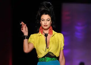 Amy Winehouse models at Gaultier PFW show