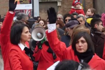 La protesta delle lavoratrici Omsa