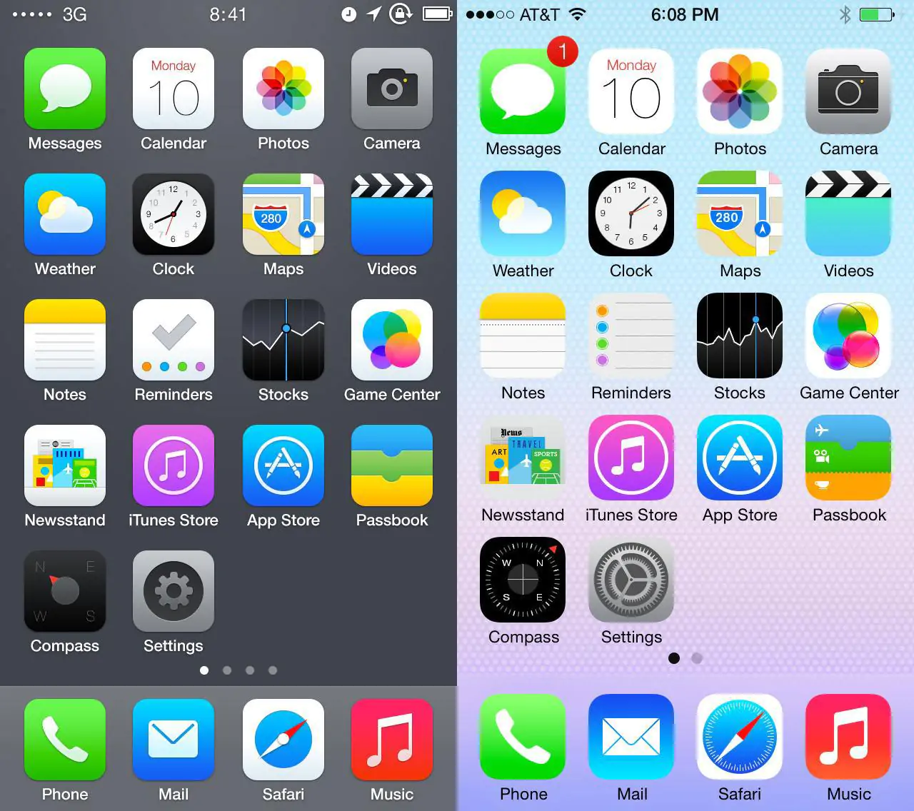 ios 7 redesign comparison 2