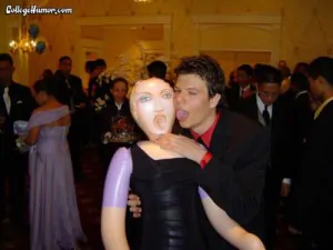funny prom photo blow up doll