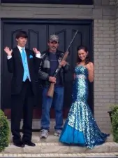 funny prom photo gun dad
