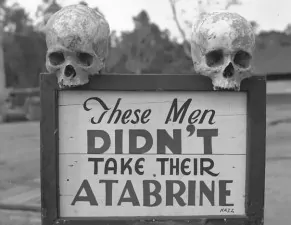 pubblicita della atabrine farmaco antimalaria a papua nuova guinea durante la seconda guerra mondiale