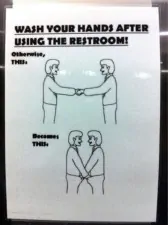 bathroom note hands pants